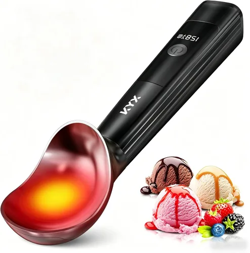 Vista 15 de KYX Cuchara de helado calentada recargable, cuchara eléctrica para helado Blanco