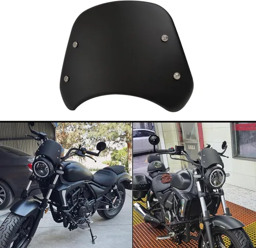 Vista 5 de Parabrisas Universal de Metal para Motocicleta Deflector de Viento Pantalla Frontal Flyscreen con Soporte para Motocicleta Faro LED de 5"-7