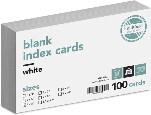 Vista 8 de Tarjetas de índice gruesas en blanco, perfectas para tomar notas, tarjetas flash y de visita, listas de compras y tarjetas de recetas, información