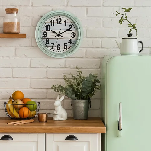 Vista 6 de ZENFUN Reloj de pared rústico de 12 pulgadas, reloj de pared silencioso sin tictac, funciona con pilas, decoración de pared de estilo rústico