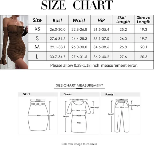 Vista 5 de Volemo Vestido corto para mujer, sexy, con hombros descubiertos, manga larga, fruncido con lazo frontal, corsé para club