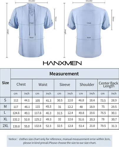 Vista 7 de HANXMEN Camisas Henley de lino para hombre, manga corta, casual, cuello en V, para verano, playa, hippie, con cordones, estilo bohemio