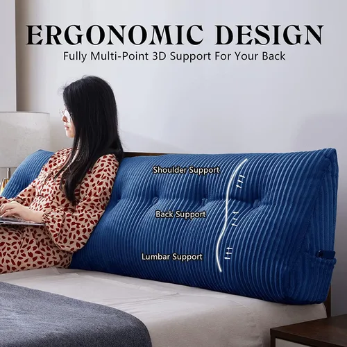 Vista 2 de SLIGUY Almohada Grande para Cabecero, Almohada de Cuña para Cabecero, Cojín de Descanso para Cama, Almohada de Lectura Triangular Cilíndrica