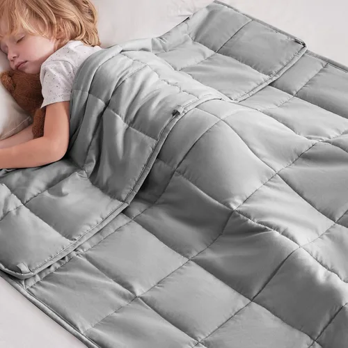 Vista 20 de anfie - Manta con peso para niños (40 x 60 pulgadas, 10 libras), ultrasuave y acogedora, refrescante, lavable a máquina, beige