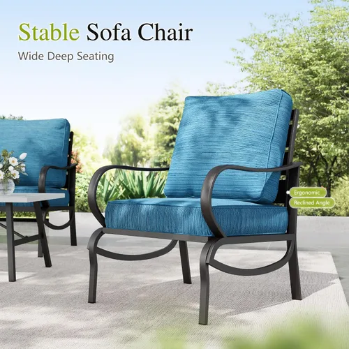 Vista 9 de Sophia & William Juegos de Muebles de Patio para 7 Conjunto de Conversación al Aire Libre de 7 Piezas con 2 Sillas de Sofá Giratorias, 2 Sillas