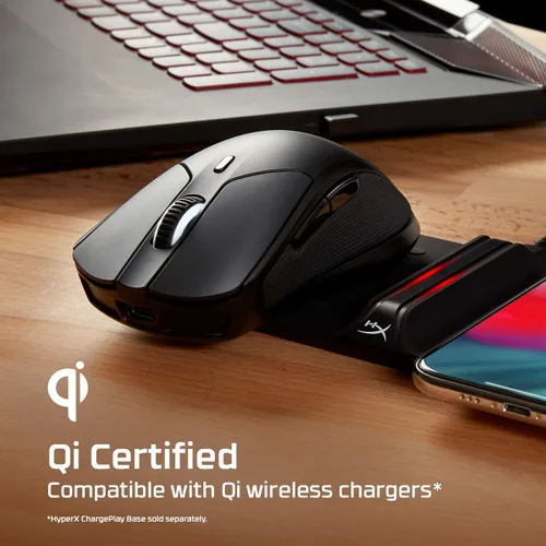Vista 3 de HyperX Pulsefire Dart - Mouse inalámbrico RGB para juegos personalización controlada por software 6 botones programables batería de carga Qi hasta