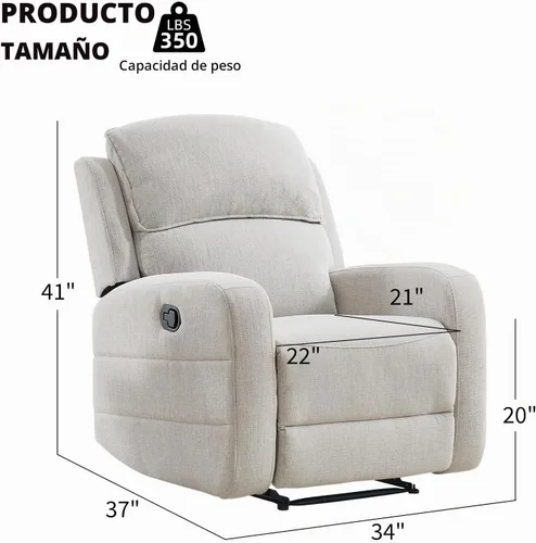 Vista 2 de EBELLO Juego de sofá reclinable manual para sala de estar, sofá reclinable de tela suave para sala de reuniones, respaldo y apoyabrazos acolchados