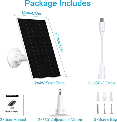 Vista 7 de FUTUREZEN Panel solar de 4 W para cámaras WYZE, cargador solar USB-C y micro USB, compatible con WYZE Cam Pro, cámara exterior V1/V2, cable de 9.8