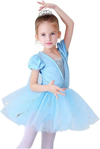 Vista 2 de REXREII Vestido de tutú de princesa para niñas pequeñas Rapunzel Sofía blanco nieve Frozen Elsa disfraz de Halloween