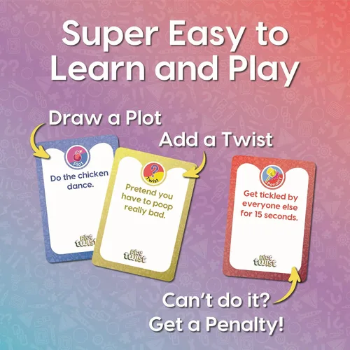 Vista 2 de Juego de cartas Plot Twist, juegos de cartas para adultos y familias, divertido juego de fiesta familiar diseñado para avergonzar a tus amigos