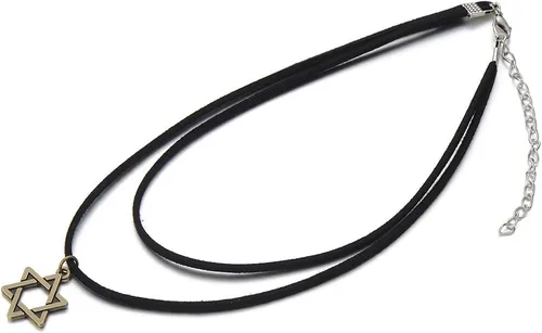 Vista 2 de COOLSTEELANDBEYOND Gargantilla negra para mujer con colgante de estrella de David, algodón, metal, no aplica