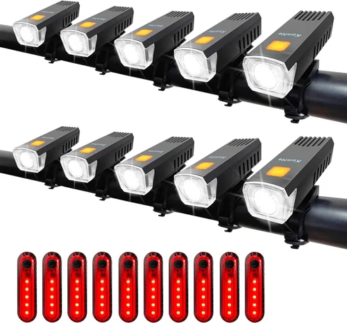 Vista 10 de Kunhe Luces de bicicleta recargables USB-C delanteras y traseras (2 o 4 o 10 o 20 paquetes) conducción nocturna para niños y adultos, 3 modos