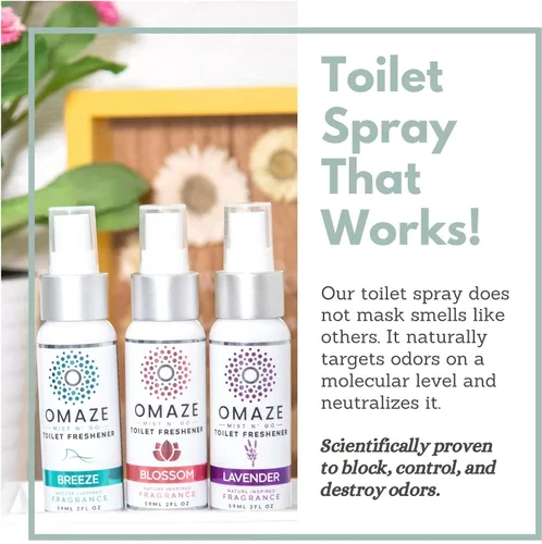 Vista 3 de Spray para inodoro, desodorante de área, mezcla de 5 x 0.68 onzas, todo aroma, multicolor, eliminador de olores de baño para el hogar o sobre