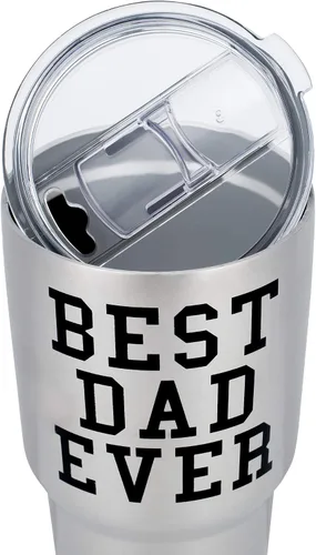 Vista 3 de Elanze Designs Best Dad Ever - Taza de viaje de acero inoxidable de 30 onzas con tapa