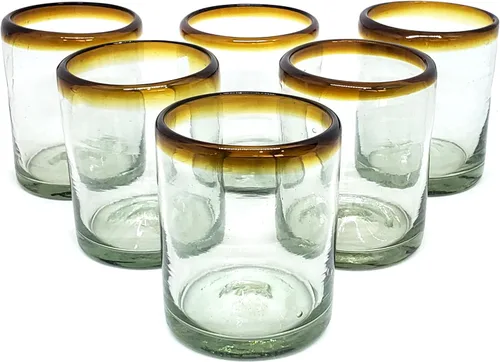 Vista 3 de Amber Rim - Vasos de Martini de 10 onzas (juego de 6), vidrio reciclado, sin plomo, sin toxinas (Martini)