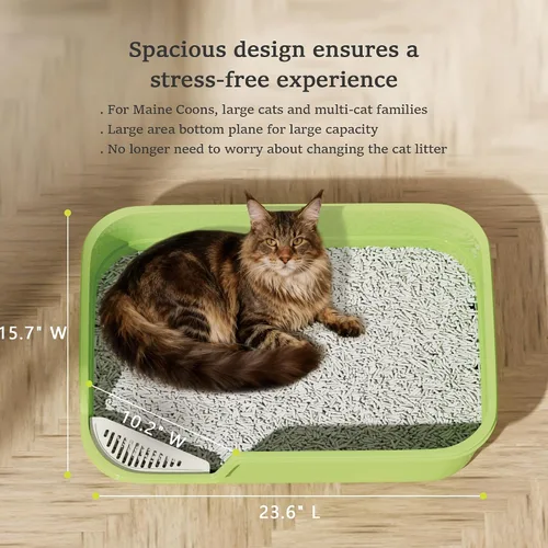 Vista 3 de Vealind Caja de arena extra grande para gatos de alta cara y baja entrada para gatos mayores y grandes, 23.6 x 15.7 x 5.9 pulgadas, XL de respaldo