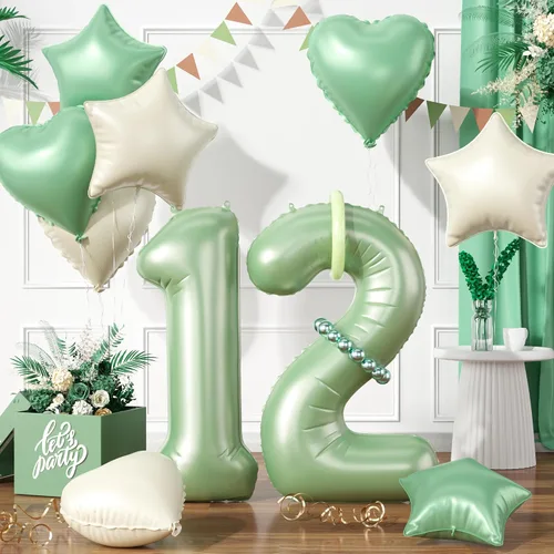 Vista 44 de Globos dorados de color champán con el número 11, globos de oro claro, globo de aluminio dorado con forma de corazón con estrella y globo largo