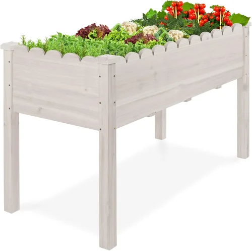 Vista 20 de Best Choice Products Cama de jardín elevada, diseño festoneado, soporte elevado de madera para patio trasero, patio, balcón con forro de cama, 48 x