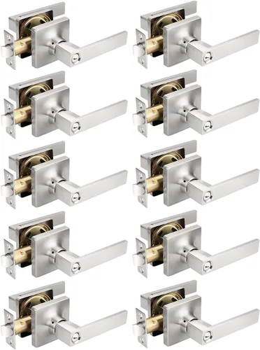 Vista 6 de Mengico Paquete de 1 cerradura de puerta, manijas de puerta negras para interiores, palanca de puerta interior izquierda o derecha, manija de puerta