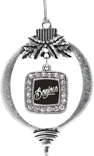 Vista 105 de Inspired Silver - Bon Voyage Cruise Ship Charm Ornamento – Adornos navideños cuadrados de plata con joyas de circonita cúbica