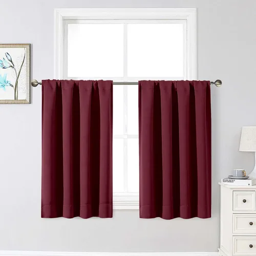 Vista 194 de Cortinas opacas para dormitorio, sala de estar, juego de 2 paneles de 54 pulgadas de largo, cortinas de oscurecimiento de habitación con aislamiento