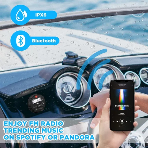 Vista 2 de Radio marina marina estéreo Bluetooth barco estéreo estilo redondo sistema de barco radio