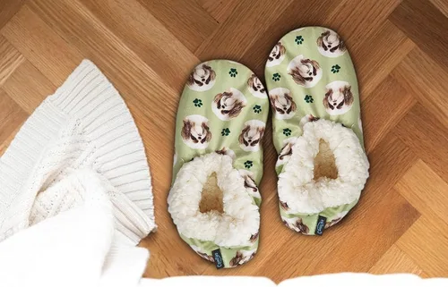 Vista 6 de Shih Tzu - Pantuflas súper suaves E&S Pets Regalos Shih Tzu Pantuflas acogedoras de casa Parte inferior antideslizante Talla única Pantuflas