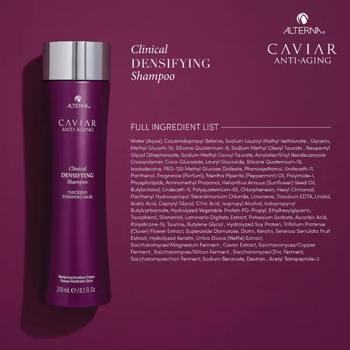 Vista 6 de CAVIAR Champú Densificador Clínico Antienvejecimiento Para cabello fino y adelgazante Espesa el cabello, protege el cuero cabelludo Sin