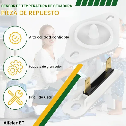 Vista 7 de Termistor de secadora 8577274 de 2 piezas y fusible térmico de secadora