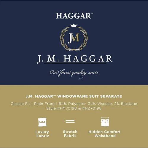 Vista 6 de Haggar Pantalón separado de traje de ajuste a medida elástico prémium para hombre, Azul Heather - Pantalón