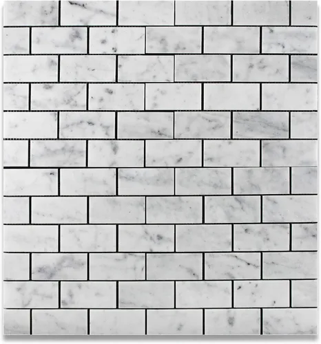 Vista 4 de Carrara (Carrera) Bianco - Mosaico de metro de 2x4