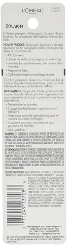 Vista 3 de L'Oréal Paris delineador líquido de precisión telescópica, 0.08 onzas., Carbon Black
