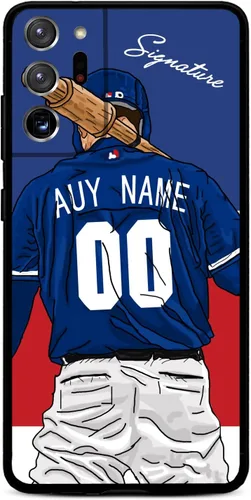Vista 25 de Funda de béisbol personalizada con nombre y número para Samsung Galaxy Note 20/20 Ultra 10 Pro Note 9 8, silicona líquida con protección de cámara