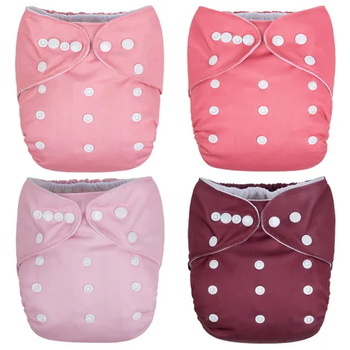 Vista 13 de Nora's Nursery Pañales de bolsillo de tela, paquete de 4 con 4 insertos, funda impermeable, lavable, reutilizable y de tamaño único ajustable
