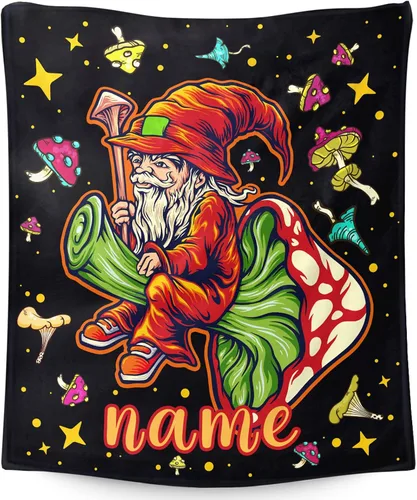 Vista 18 de Manta pequeña de marihuana de marihuana de hongos, 50 x 40 pulgadas, para mujeres y hombres, manta de felpa suave para cama, sofá, manta negra