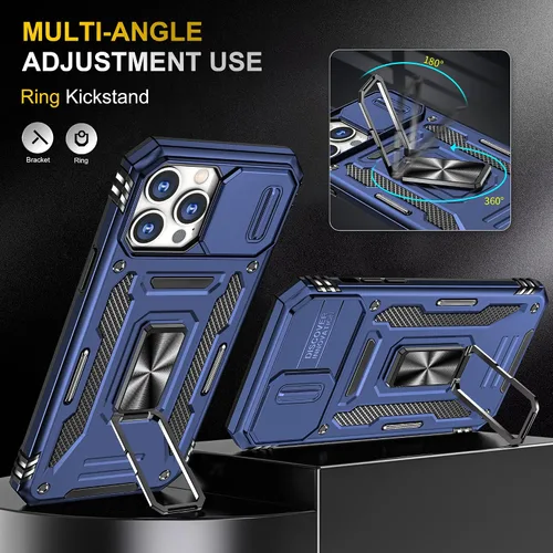 Vista 4 de Funda para iPhone 12 Pro Max con 2 protectores de pantalla, cubierta deslizante integrada para cámara para 12Pro Max, funda para teléfono
