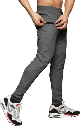 Vista 2 de MAIKANONG Pantalones deportivos ajustados para hombre, pantalones de entrenamiento para gimnasio, correr, atletismo, casual
