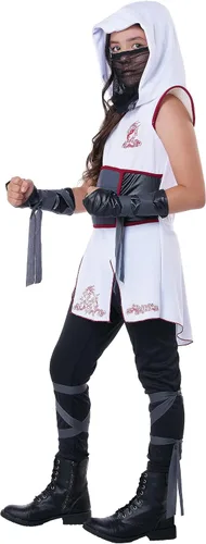 Vista 3 de Disfraz de ninja blanco para niñas, Negro, Blanco