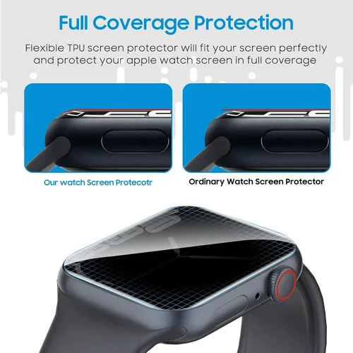 Vista 3 de UniqueMe Paquete de 6 protectores de pantalla de privacidad de TPU compatibles con Apple Watch de 1.575 pulgadas, película flexible mejorada