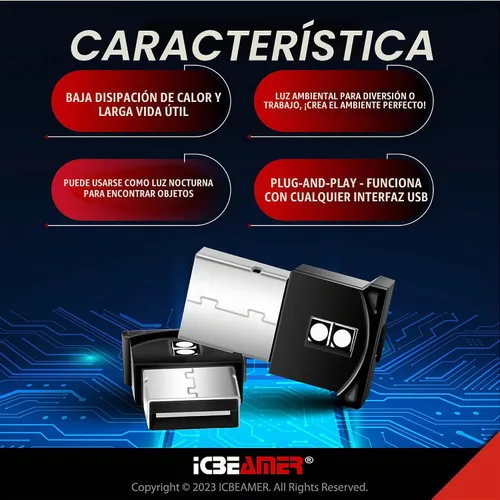 Vista 6 de ICBEAMER Smart USB 1-Paquete (Azul) Luz de Noche LED Automática Plug-in Miniatura para Coche, Van, Pickup, Camión, Interior, Maletero, Iluminación