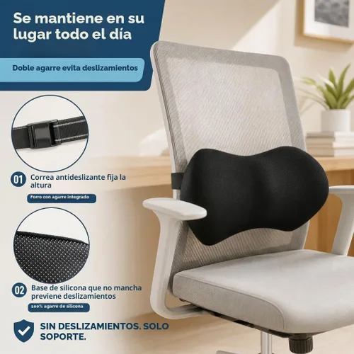 Vista 3 de Almohada de apoyo lumbar para coche con sistema de estabilidad Dual-Grip™ Almohada de espalda de espuma viscoelástica adaptativa avanzada