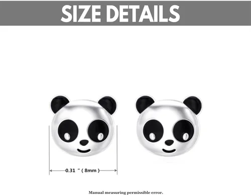 Vista 5 de Aretes tipo dormilona de oro amarillo de 10 quilates y 14 quilates con diseño de oso panda para mujeres y niñas pequeñas, aretes para mascotas