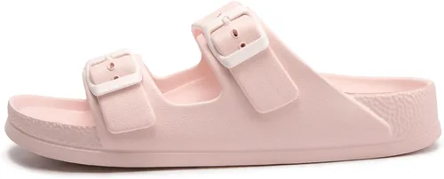 Vista 2 de FUNKYMONKEY - Sandalias bajas cómodas para mujer, hechas de etilvinilacetato, ajustables con hebilla doble