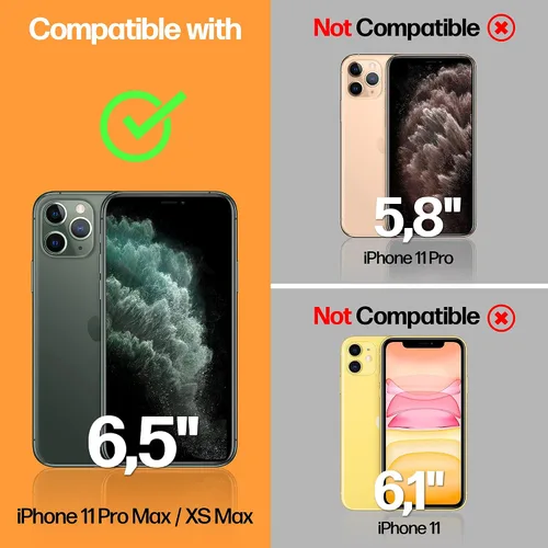 Vista 5 de Diseñado para iPhone 11 Pro Max, protector de pantalla de privacidad para iPhone XS Max, vidrio templado, protección antiespía [dureza 9H], kit