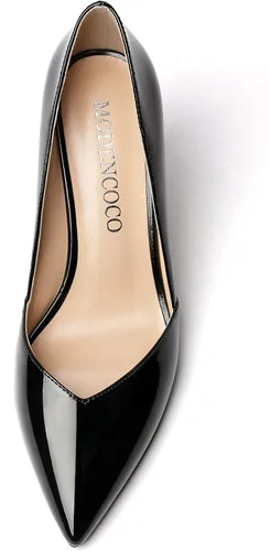 Vista 3 de MODENCOCO Zapatos de tacón alto con puntera puntiaguda para mujer, de 3.5 pulgadas