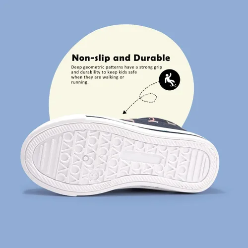 Vista 5 de FUNKYMONEY - Tenis de lona para niños y niñas, informales, sin cordones, ajustables, con gancho y bucles, zapatos para caminar para niños pequeños