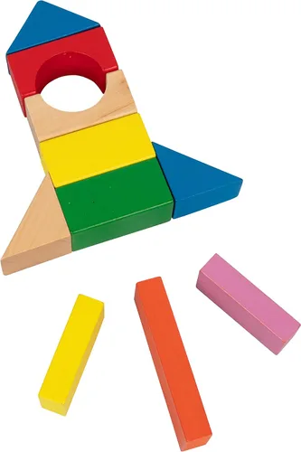 Vista 6 de Right Track Toys Bloques de madera – Juego de bloques de construcción de madera de 100 piezas con bolsa de transporte (color arco iris) – 100%