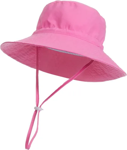 Vista 2 de Sombrero de sol para bebé de verano UPF 50+, sombrero de pescador de ala ancha, sombreros de playa para bebés niños y niñas de 0 a 6 años