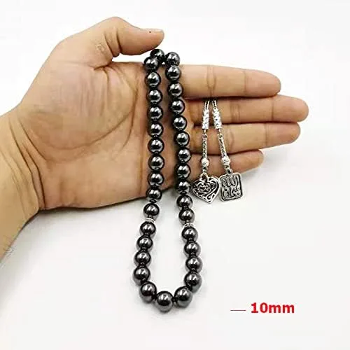 Vista 8 de Hematite Tasbih Metal borla islámica joyería colgante oración perlas 33 66 99beads piedra natural musulmana Rosario