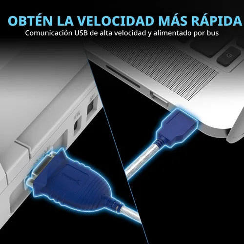 Vista 4 de SABRENT Cable convertidor USB 2.0 a serie (9 pines) DB 9 RS 232, chipset Prolific, HEXNUTS